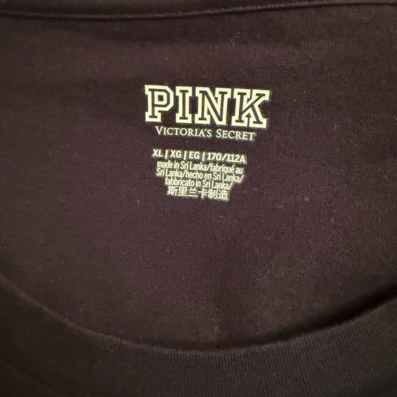 PINK Victoria's Secret Black and Pink Short Sleeve Tee - Picture 4 of 6